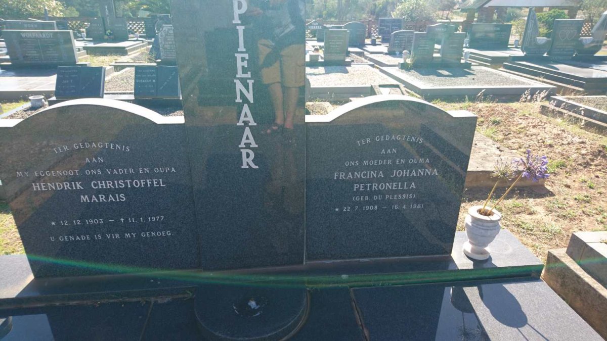 PIENAAR Hendrik Christoffel Marais 1903-1977 &amp; Francina Johanna Petronella DU PLESSIS 1908-1981