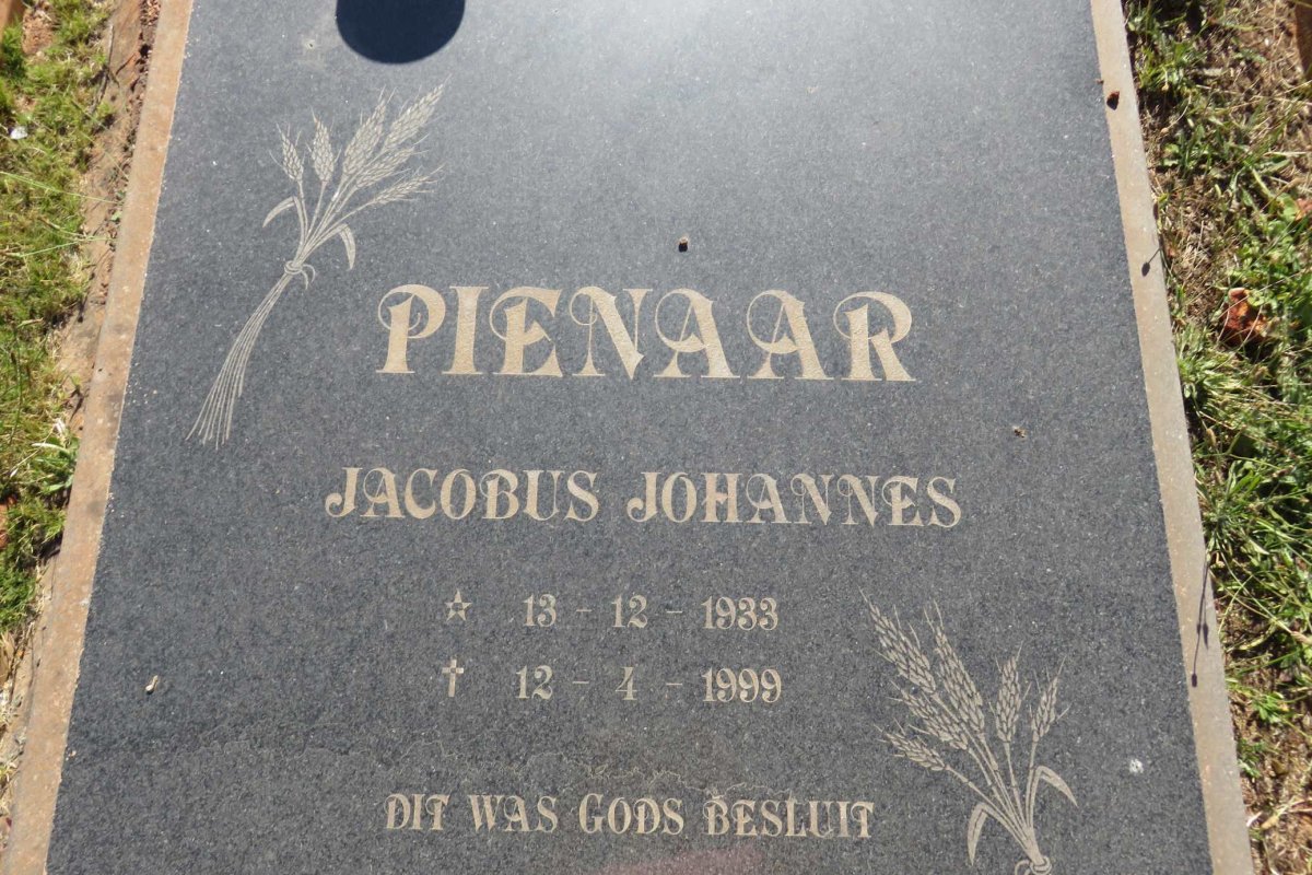 PIENAAR Jacobus Johannes 1933-1999