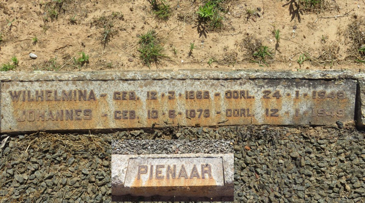 PIENAAR Wilhelmina 1868-1949 :: PIENAAR Johannes 1878-1949