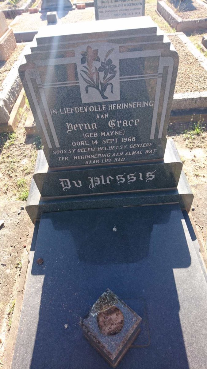 PLESSIS Berna Grace, du nee MAYNE -1968