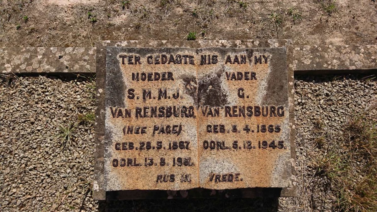 RENSBURG G., van 1865-1945 &amp; S.M.M.J. PACE 1867-1961