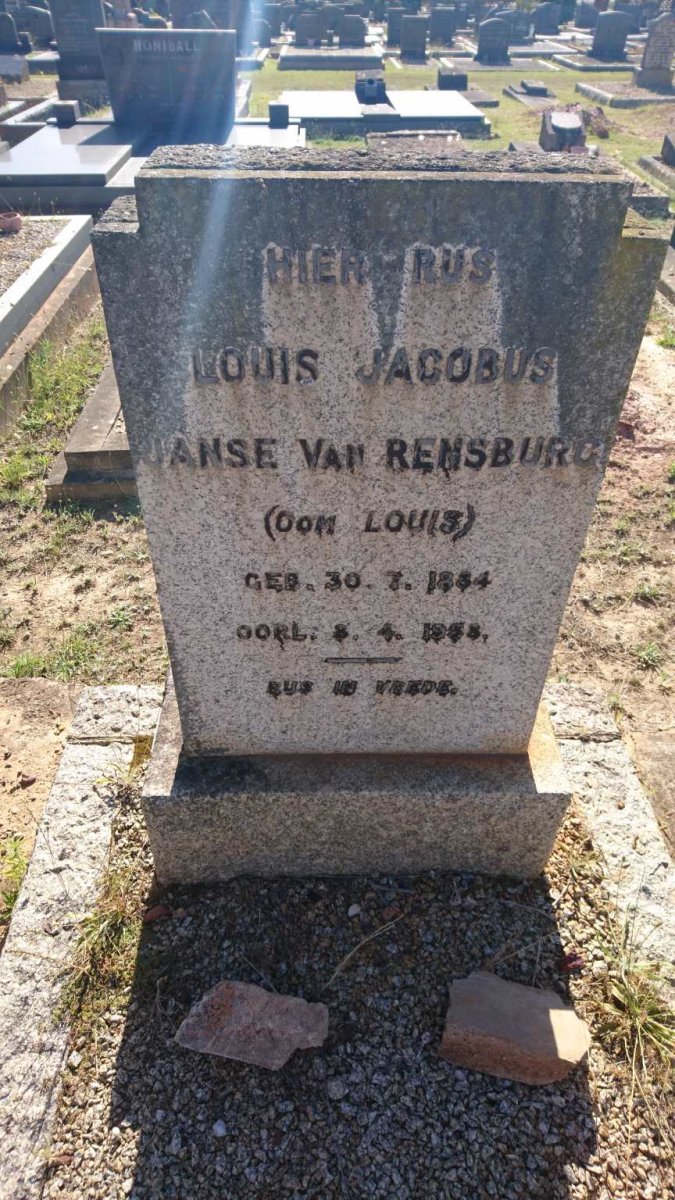 RENSBURG Louis Jacobus, Janse van 1884-1958