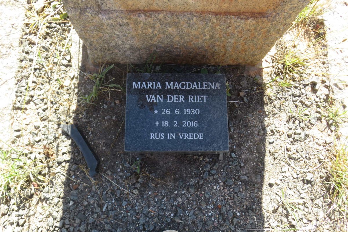 RIET Maria Magdalena, van der 1930-2016