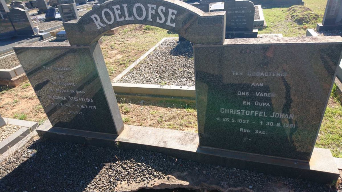 ROELOFSE Christoffel Johan 1897-1981 &amp; Hendrika Stoffelina 1909-1976