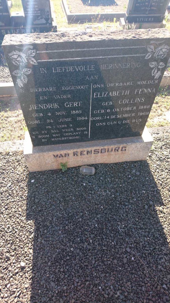 RENSBURG Hendrik Gert, van 1885-1964 &amp; Elizabeth Fenna COLLINS 1888-1969