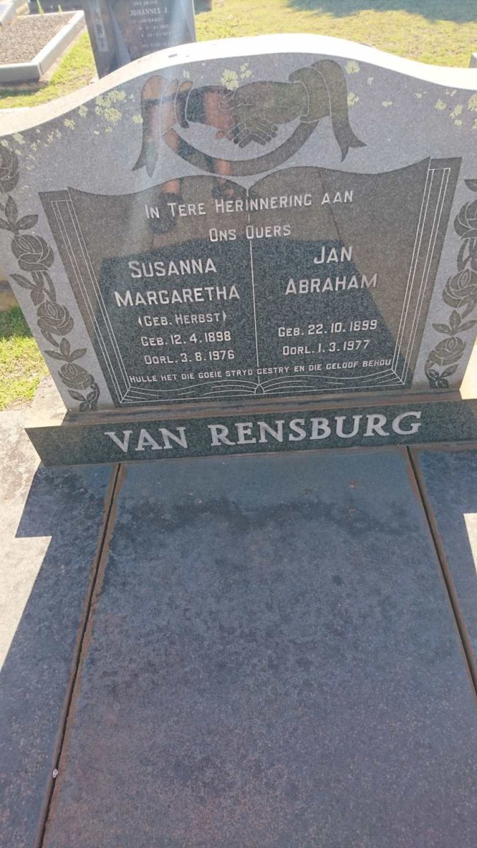 RENSBURG Jan Abraham, van 1899-1977 &amp; Susanna Margaretha HERBST 1898-1976