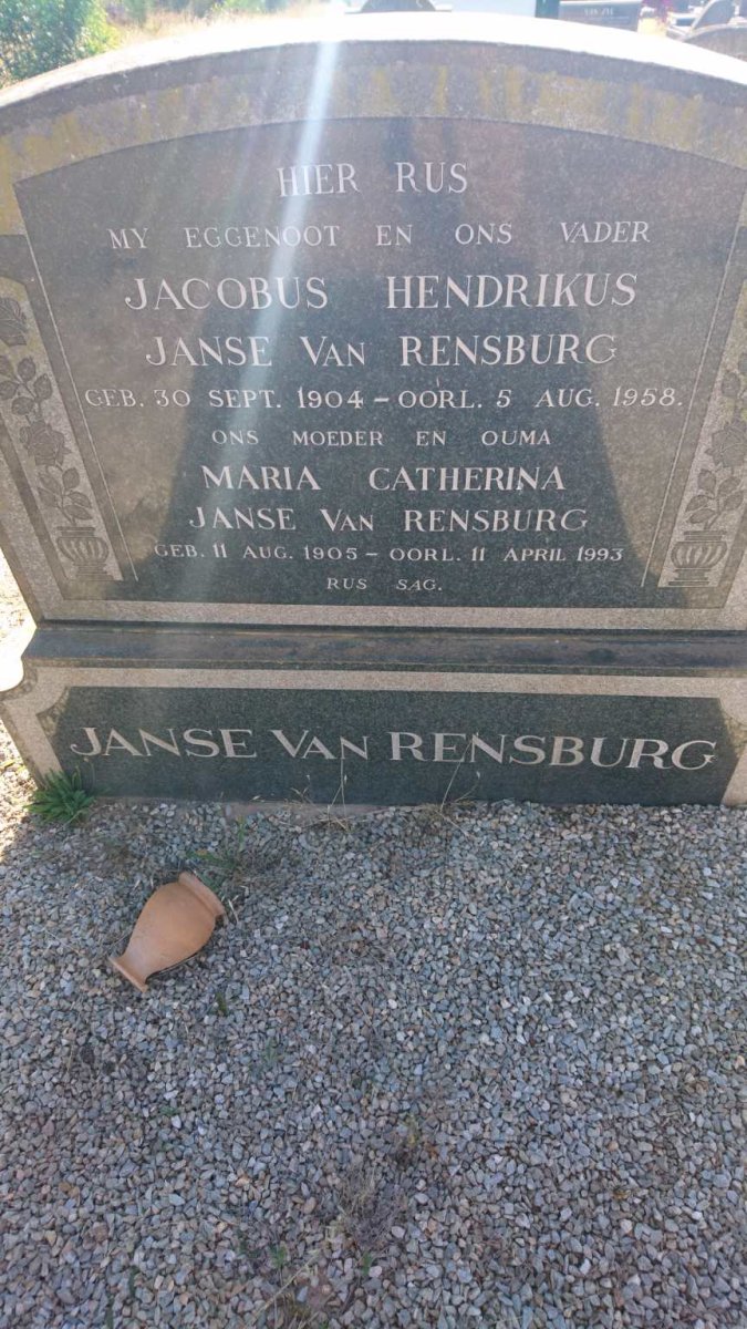 RENSBURG Jacobus Hendrikus, Janse van 1904-1958 &amp; Maria Catherina 1905-1993