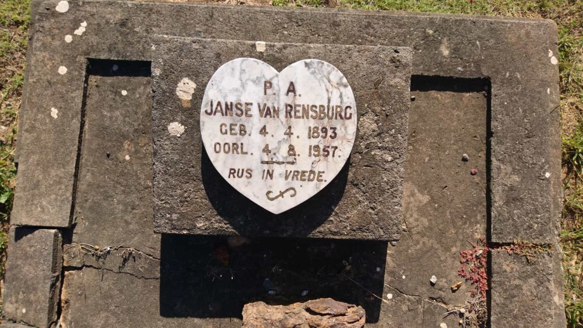 RENSBURG P.A., Janse van 1893-1957