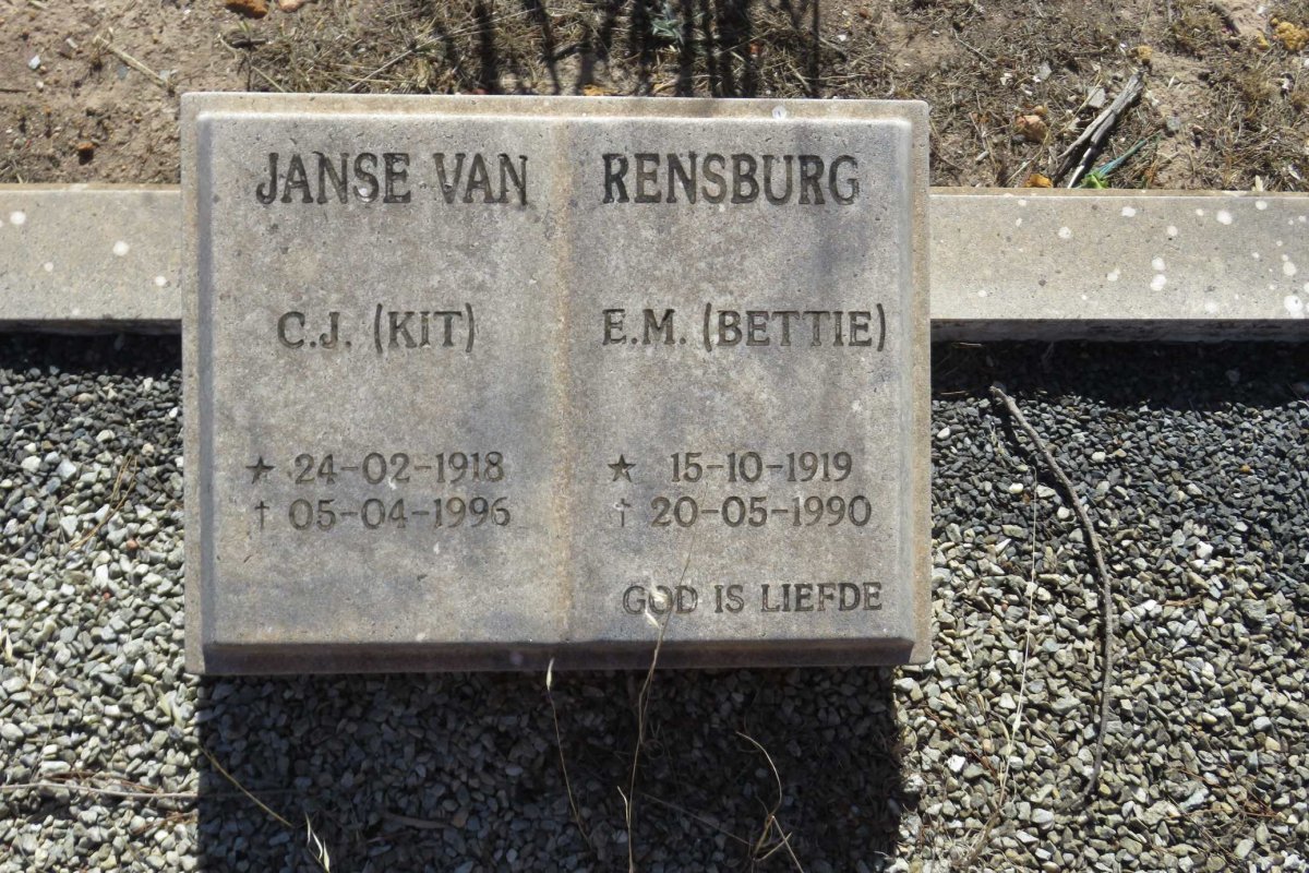 RENSBURG C.J., Janse van 1918-1996 &amp; E.M. 1919-1990