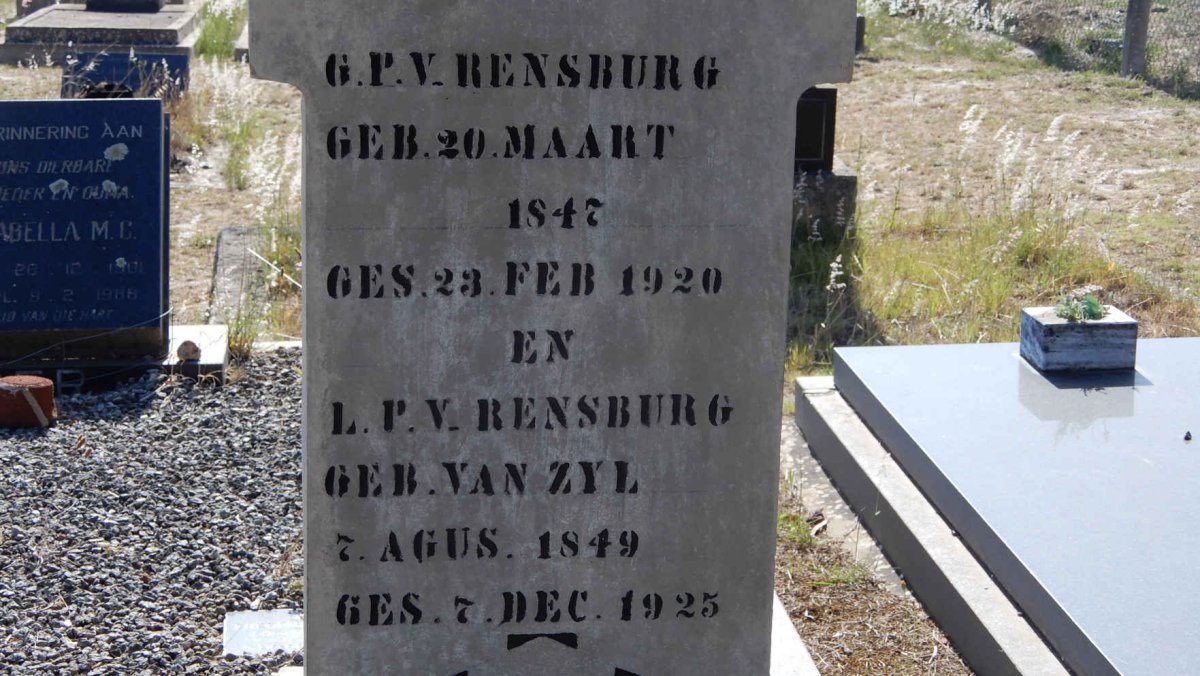 RENSBURG G.P., v. 1847-1920 &amp; L.P. VAN ZYL 1849-1925