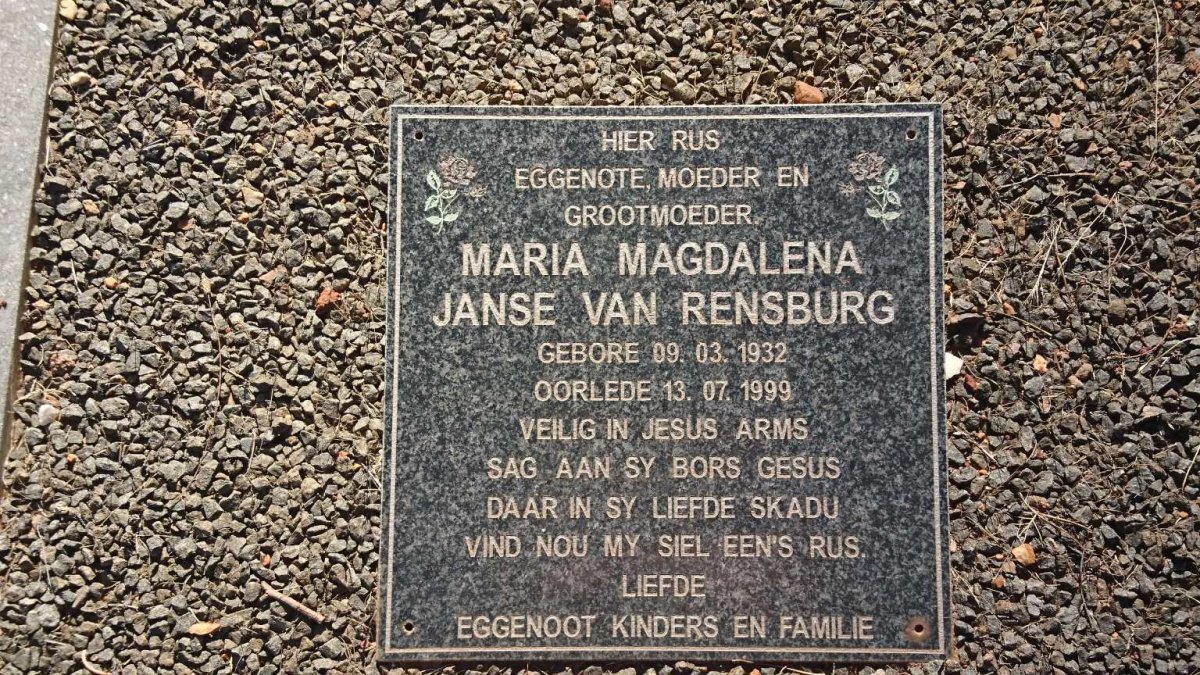 RENSBURG Maria Magdalena, Janse van 1932-1999