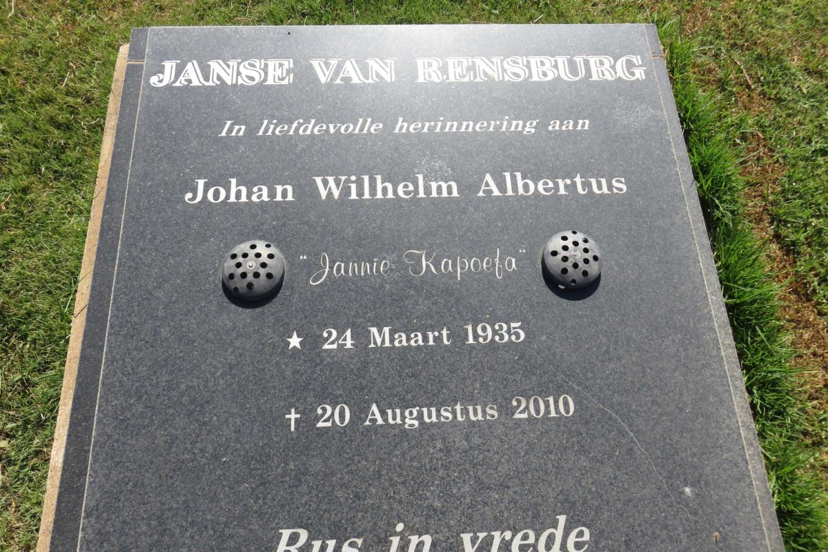 RENSBURG Johan Wilhelm Albertus, Janse van 1935-2010 &amp; Gertruida Susanna CLAASSEN 1940-2015