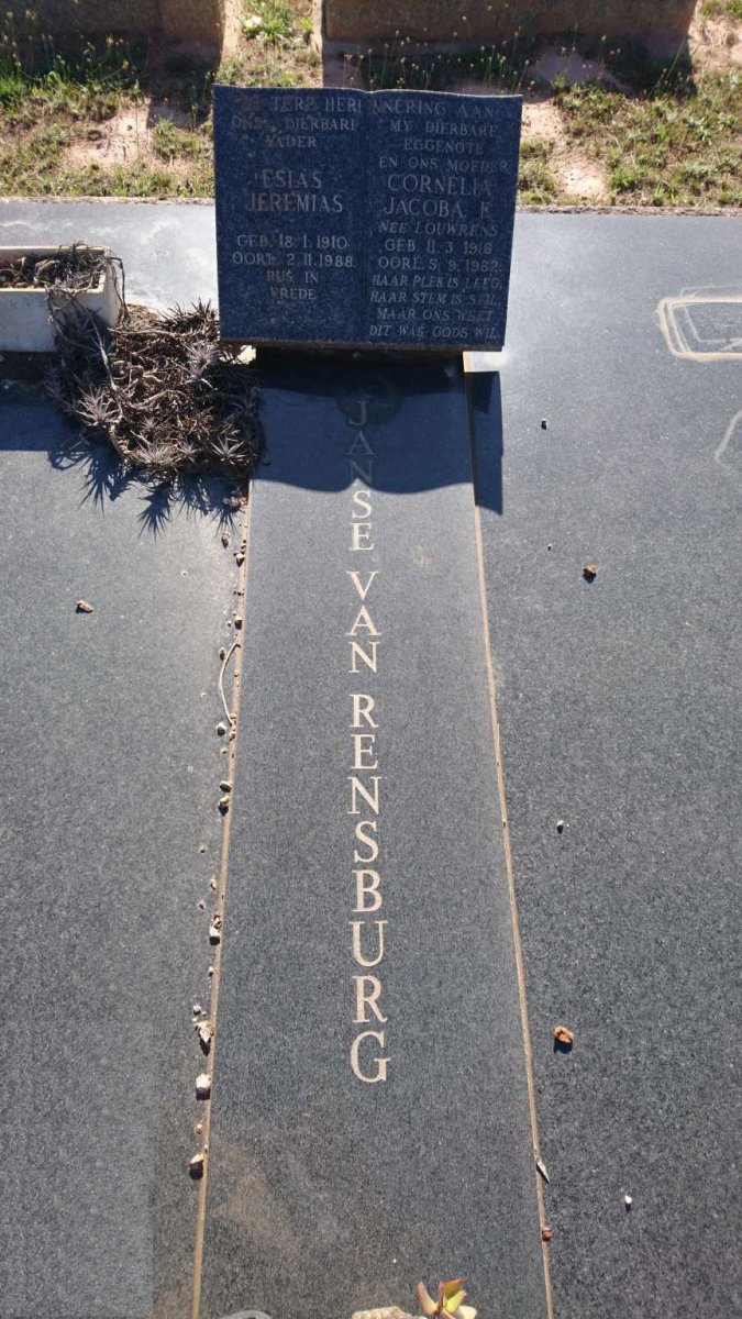 RENSBURG Jesias Jeremias, Janse van 1910-1988 &amp; Cornelia Jacoba F. LOUWRENS 1916-1962