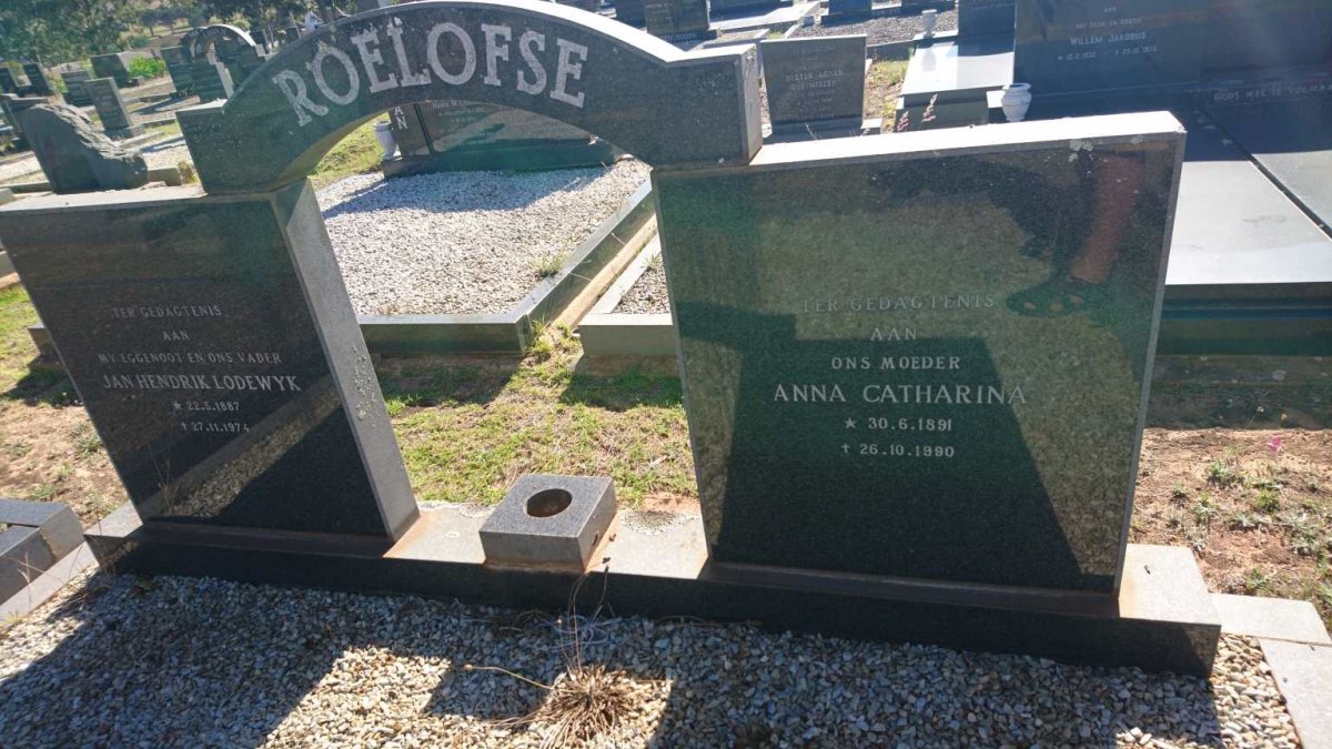 ROELOFSE Jan Hendrik Lodewyk 1887-1974 &amp; Anna Catharina 1891-1990
