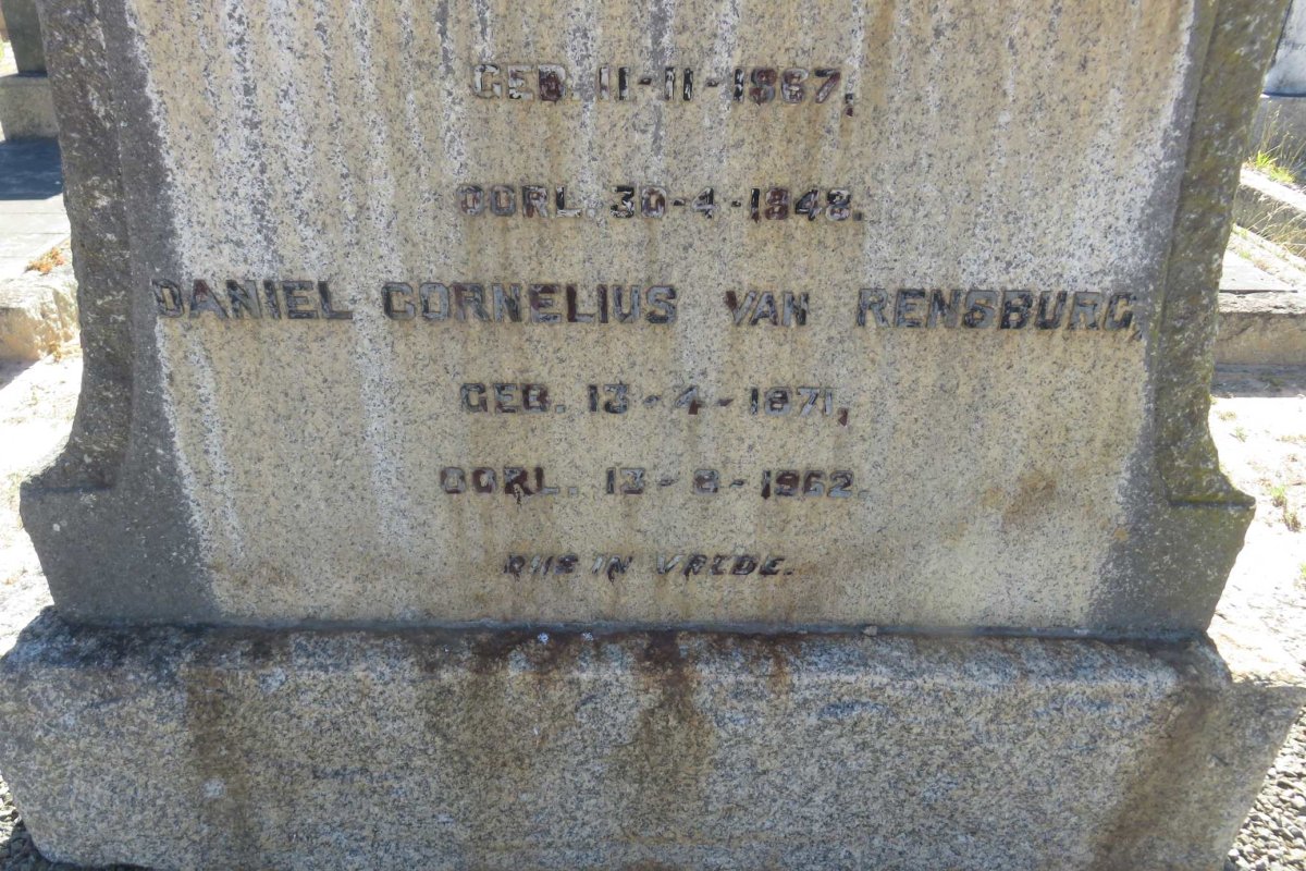 RENSBURG Daniel Cornelius, van 1871-1962 &amp; Margaretha S.J. 1867-1948
