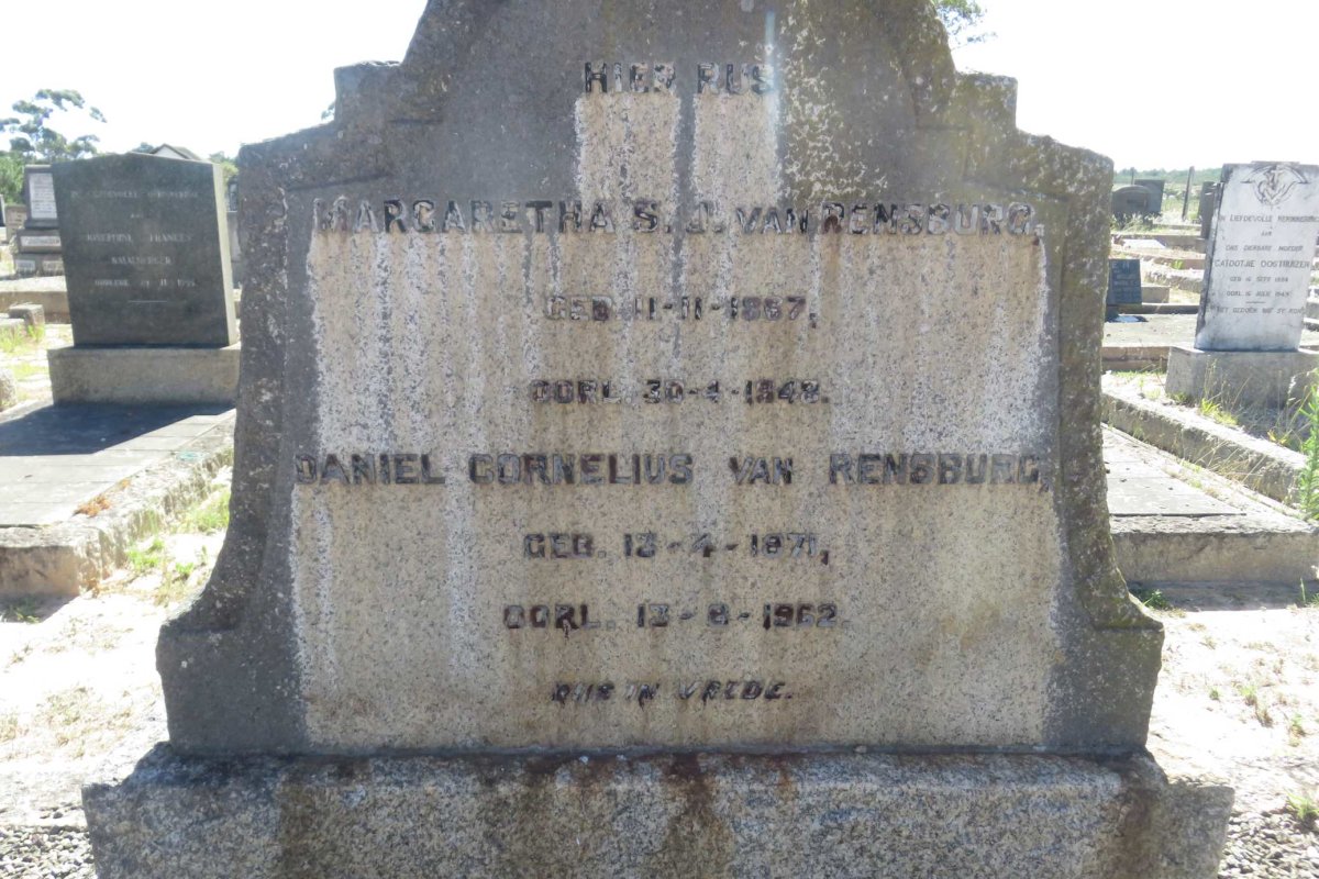 RENSBURG Daniel Cornelius, van 1871-1962 &amp; Margaretha S.J. 1867-1948
