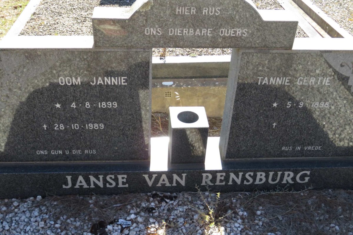RENSBURG Jannie, Janse van 1899-1989 &amp; Gertie 1898-