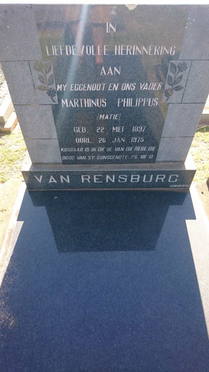 RENSBURG Marthinus Philippus, van 1897-1975