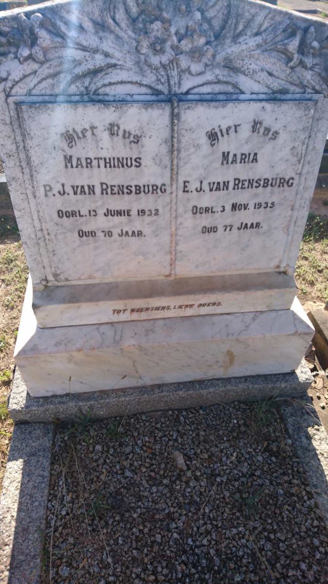 RENSBURG Marthinus P.J., van -1932 &amp; Maria E.J. -1935