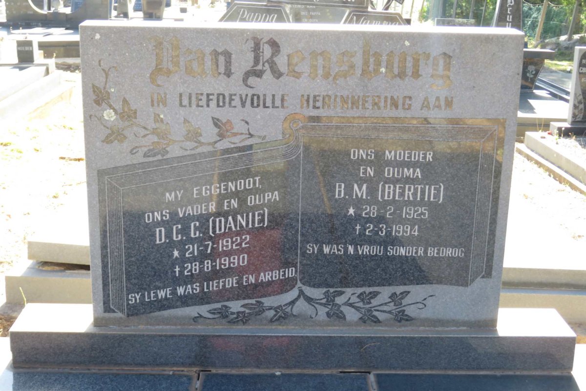 RENSBURG D.C.C., van 1922-1990 &amp; B.M. 1925-1994