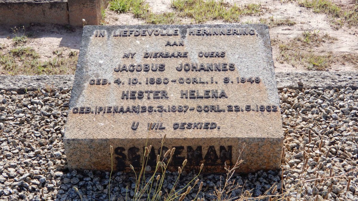 SCHOEMAN Jacobus Johannes 1880-1949 &amp; Hester Helena PIENAAR 1887-1962