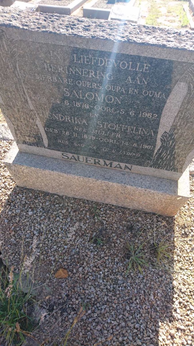 SAUERMAN Salomon 1876-1962 &amp; Hendrika Stoffelina MULLER 1879-1961