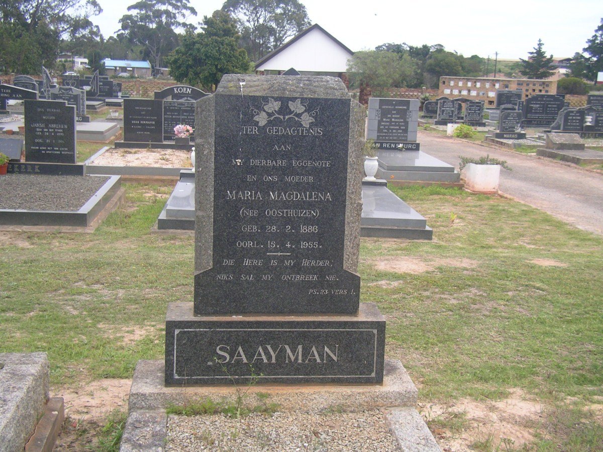 SAAYMAN Maria Magdalena nee OOSTHUIZEN 1886-1955