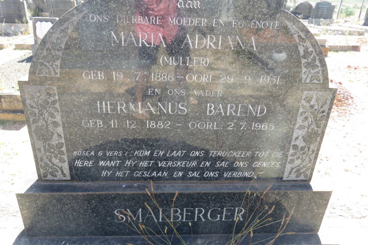 SMALBERGER Hermanus Barend 1882-1965 &amp; Maria Adriana MULLER 1886-1951