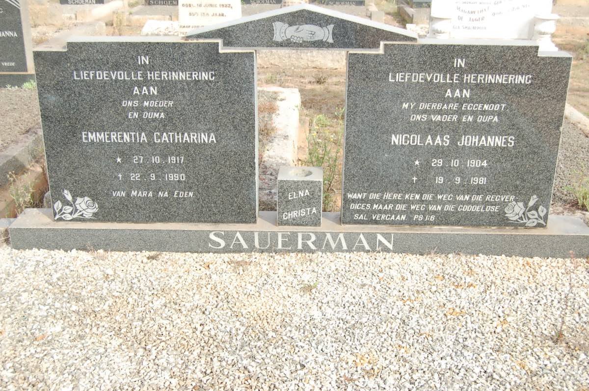 SAUERMAN Nicolaas Johannes 1904-1981 &amp; Emmerentia Catharina 1917-1990