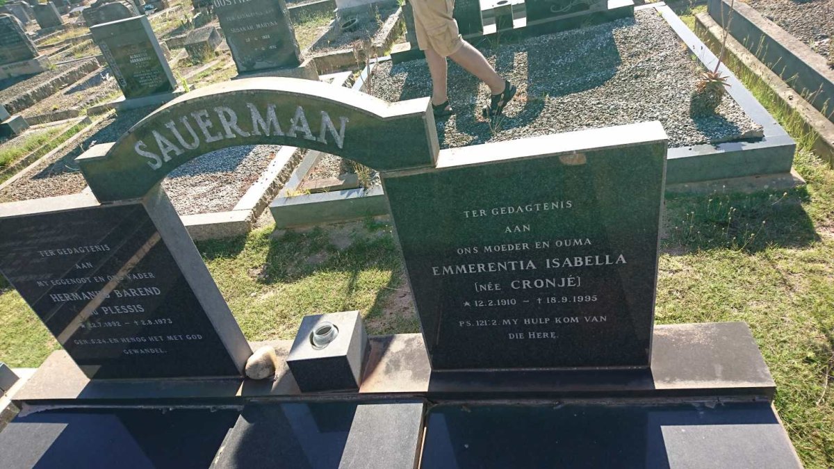 SAUERMAN Hermanus Barend du Plessis 1892-1973 &amp; Emmerentia Isabella CRONJE 1910-1995