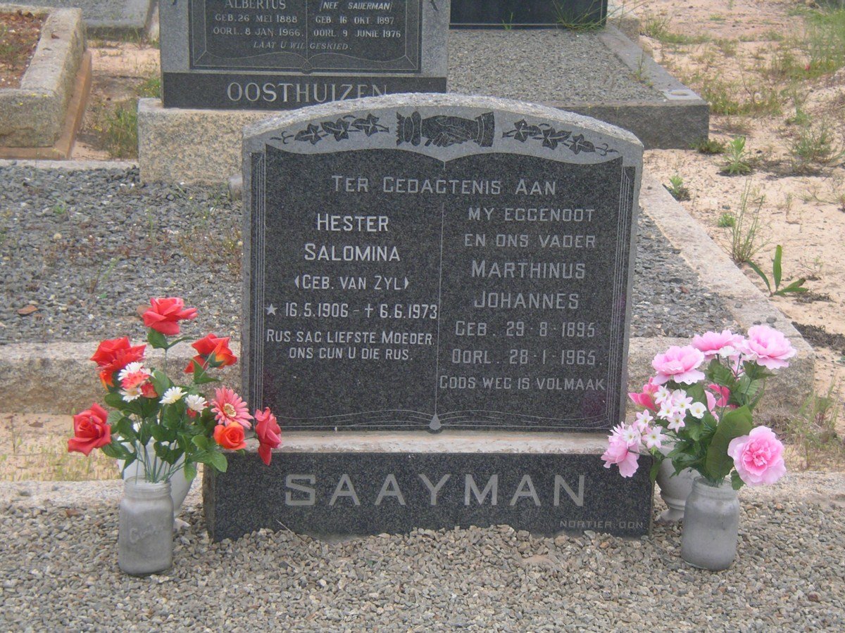 SAAYMAN Marthinus Johannes 1895-1965 &amp; Hester Salomina VAN ZYL 1906-1973