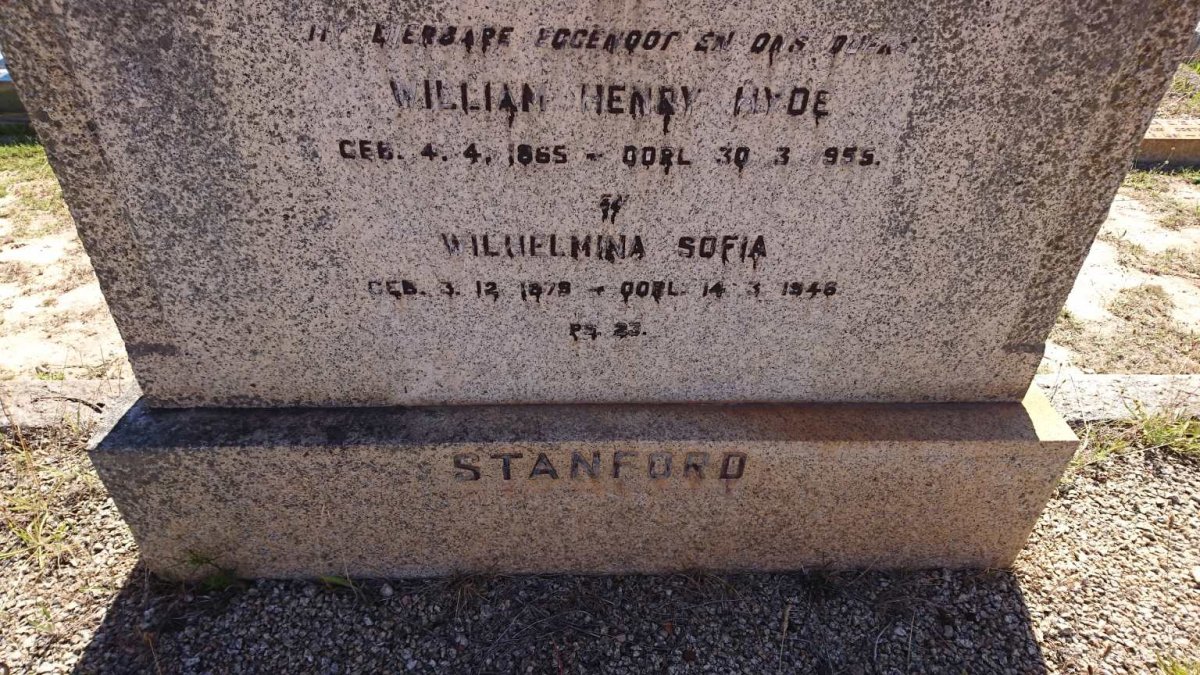 STANFORD William Henry Hyde 1865-1955 &amp; Wilhelmina Sofia 1879-1946