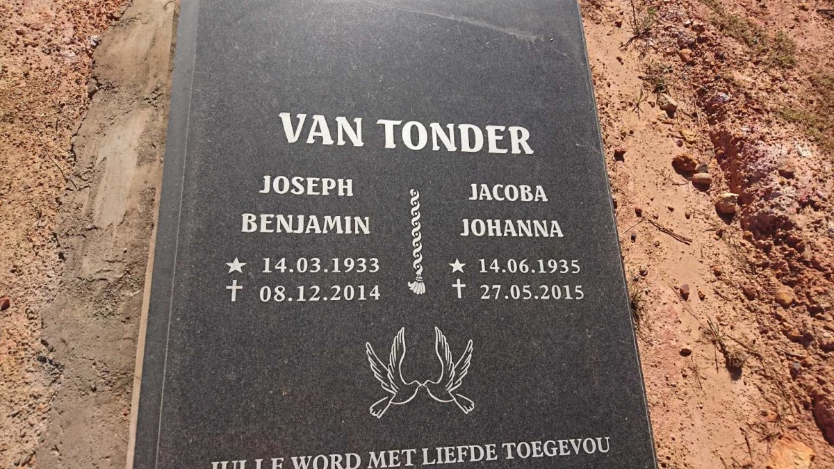 TONDER Joseph Benjamin, van 1933-2014 &amp; Jacoba Johanna 1935-2015