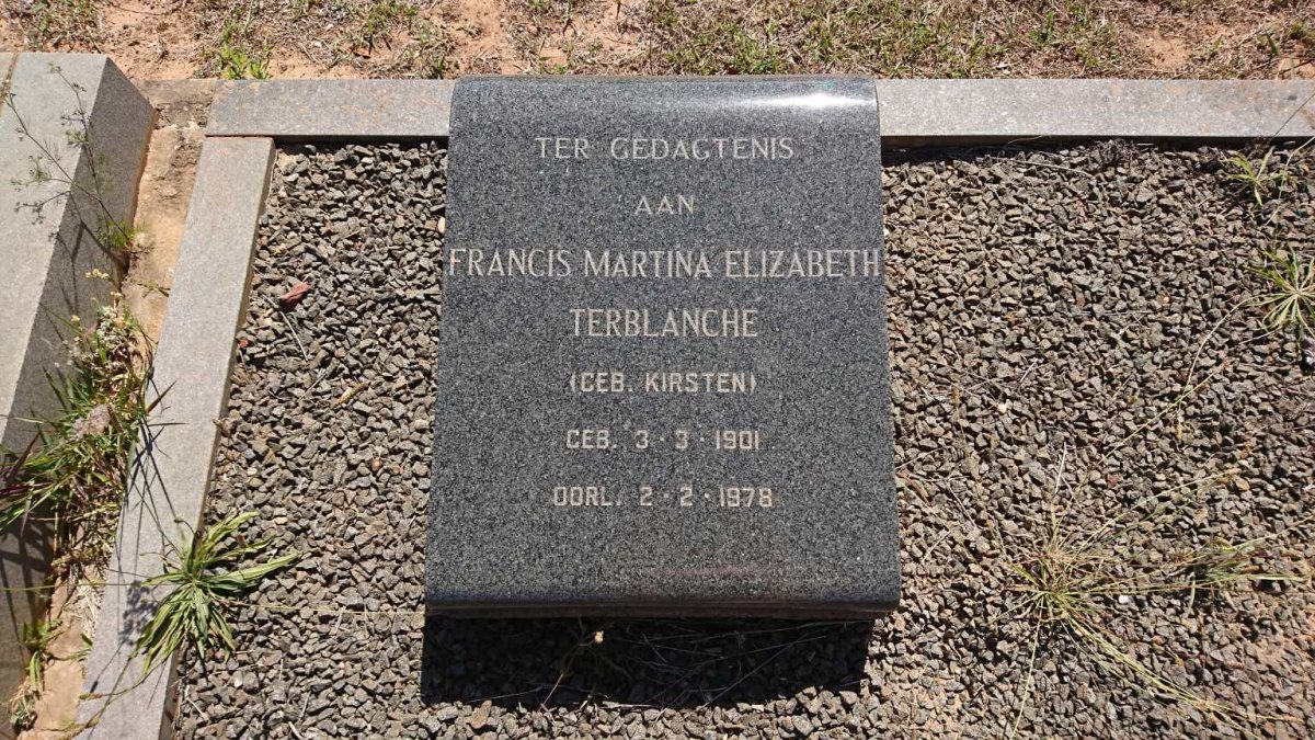 TERBLANCHE Richard Nortje 1895-1967 &amp; Francis Martina Elizabeth KIRSTEN 1901-1978