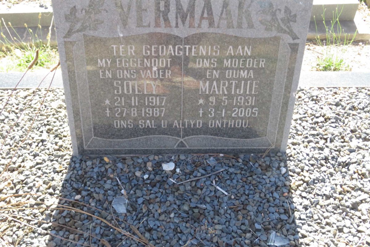 VERMAAK Solly 1917-1987 &amp; Martjie 1931-2005