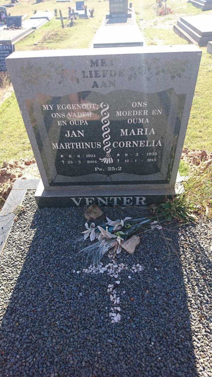 VENTER Jan Marthinus 1924-2004 &amp; Maria Cornelia 1935-2015