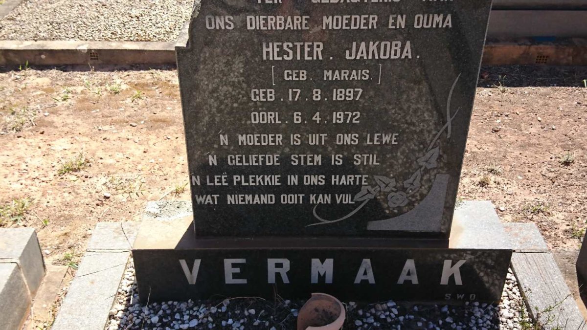 VERMAAK Hester Jakoba MARAIS 1897-1972