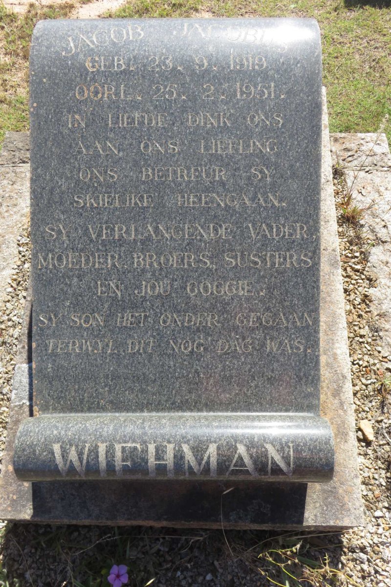 WIEHMAN Jacob Jacobus 1919-1951