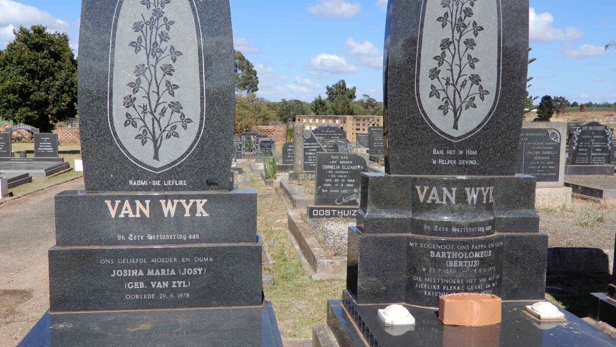 WYK Bartholomeus, van 1889-1972 :: VAN WYK Josina Maria nee VAN ZYL -1978