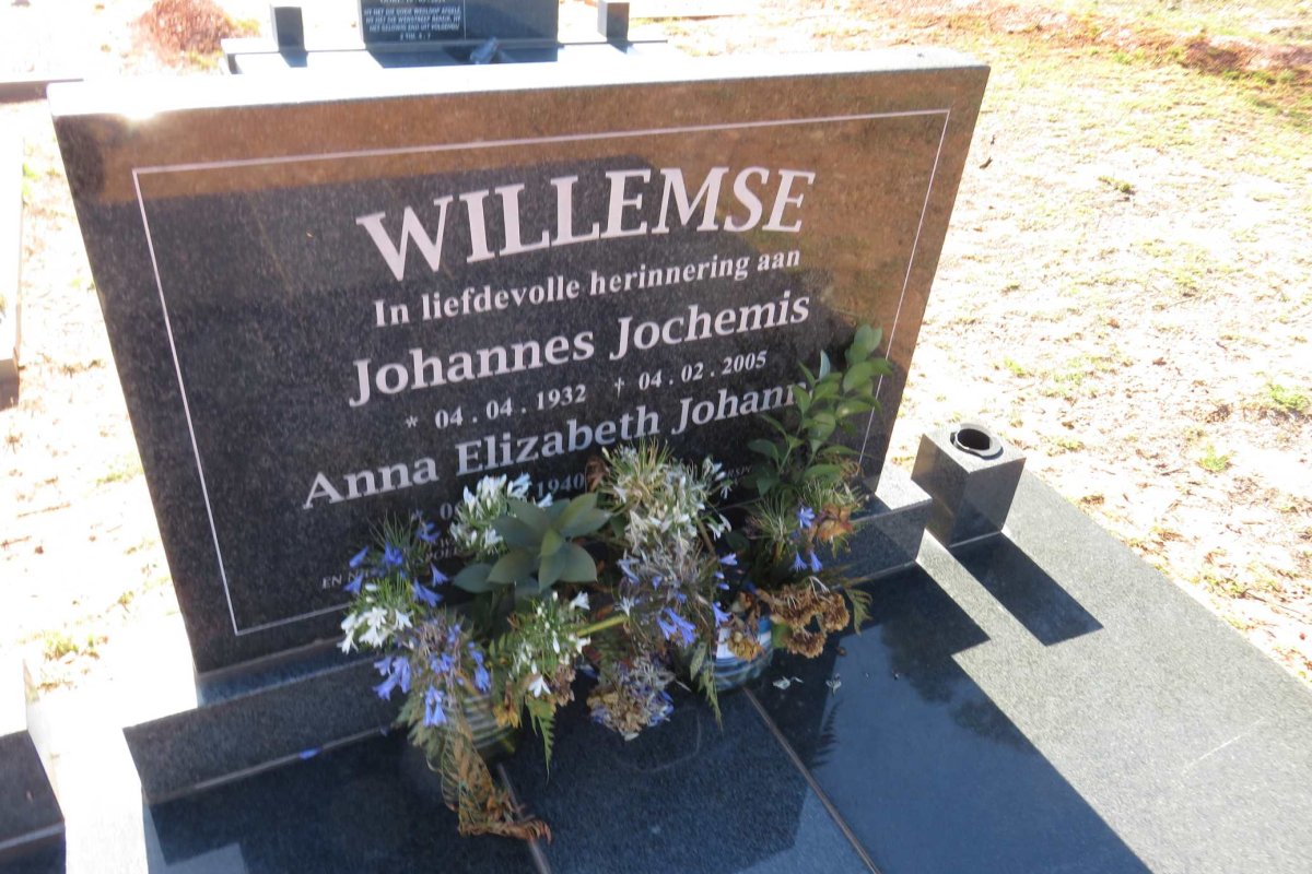 WILLEMSE Johannes Jochemis 1932-2005 &amp; Anna Elizabeth Johanna 1940-?