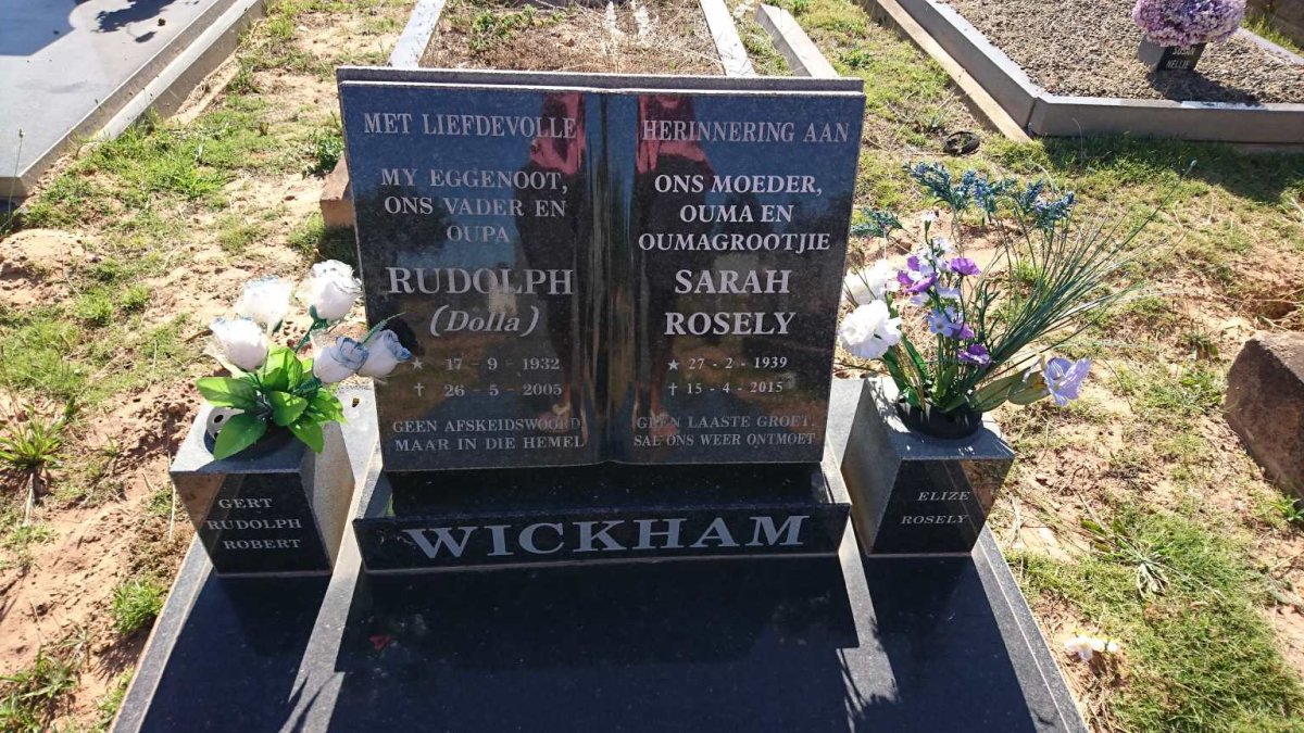 WICKHAM Rudolph 1932-2005 &amp; Sarah Rosely 1939-2015