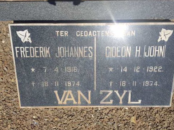ZYL Frederik Johannes, van 1916-1974 :: VAN ZYL Gideon H. 1922-1974