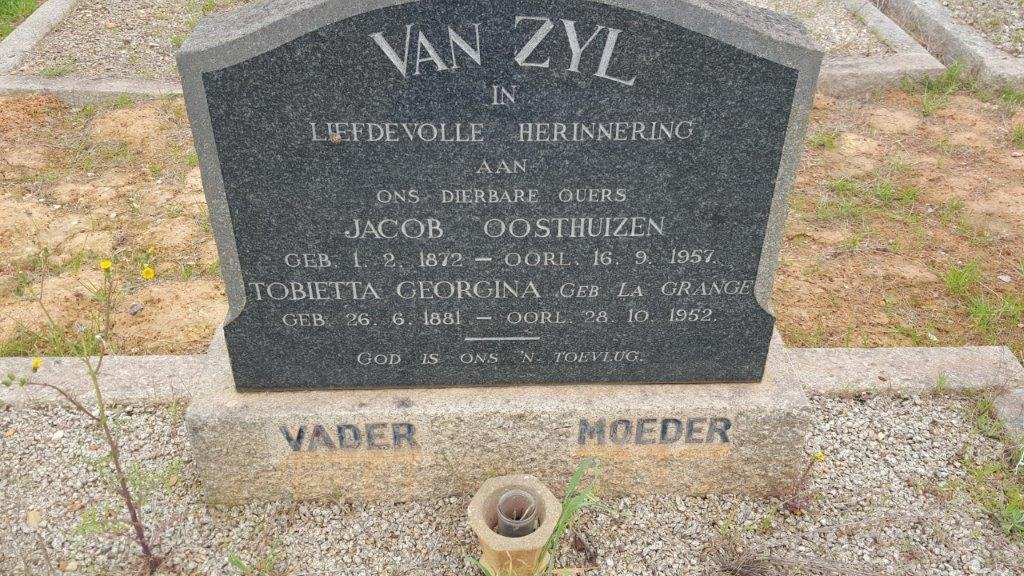 ZYL Jacob Oosthuizen, van 1872-1957 &amp; Tobietta Georgina LA GRANGE 1881-1952