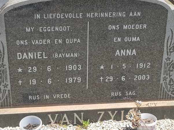 ZYL Daniel, van 1903-1979 &amp; Anna 1912-2003