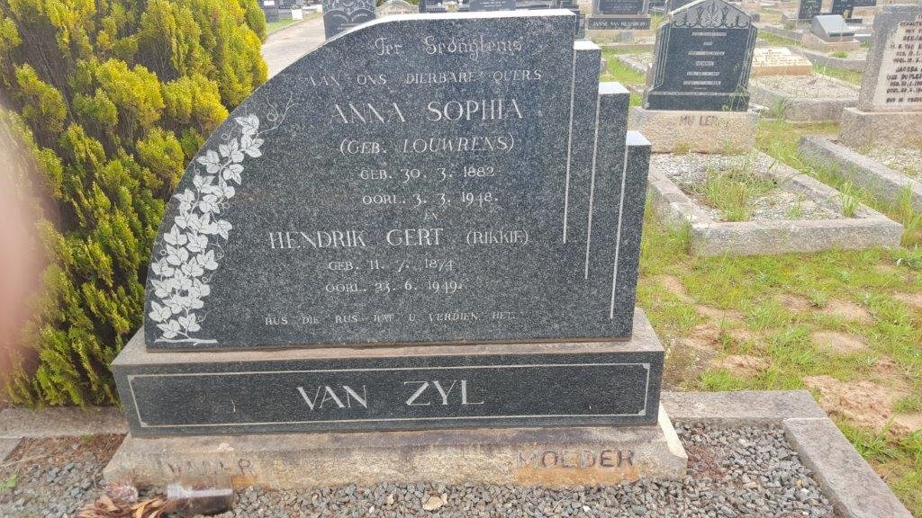 ZYL Hendrik Gert, van 1874-1949 &amp; Anna Sophia LOUWRENS 1882-1948