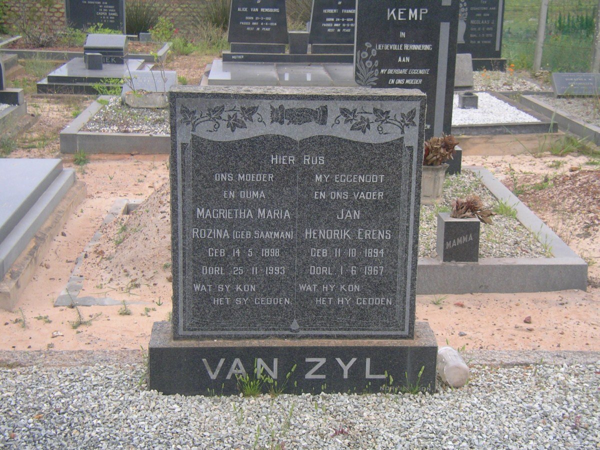 ZYL Jan Hendrik Erens 1894-1967 &amp; Magrietha Maria Rozina SAAYMAN 1898-1993