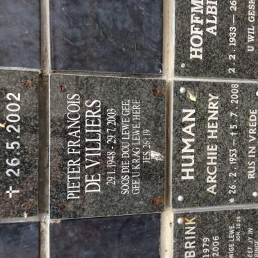 VILLIERS Pieter Francois, de 1948-2003 :: HUMAN Archie Henry 1953-2008