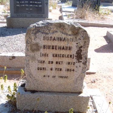 BINDEMANN Susanna M. nee KRIEGLER 1872-1954