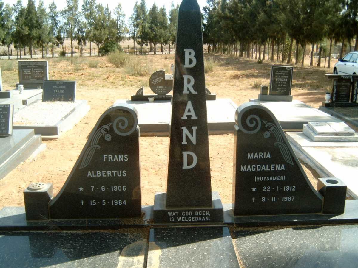 BRAND Frans Albertus 1906-1984 &amp; Maria Magdalena HUYSAMER 1912-1987