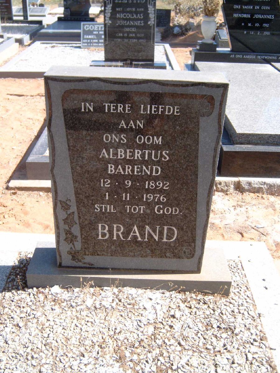 BRAND Albertus Barend 1892-1976